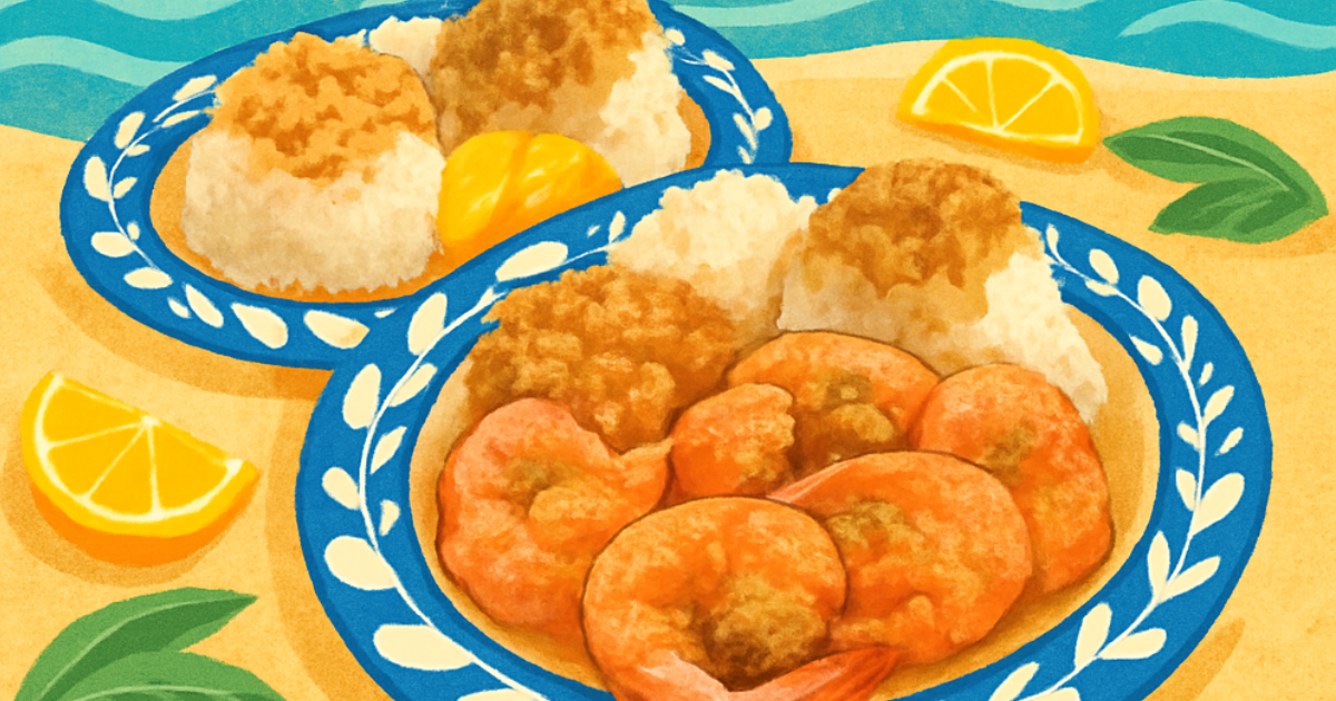 ワイキキ近くでガーリックシュリンプを食べる